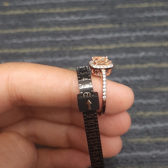 Morganite & Cubic Zirconia 14k Rose Gold Over Silver Ring - Size 6 - Picture 7 of 11